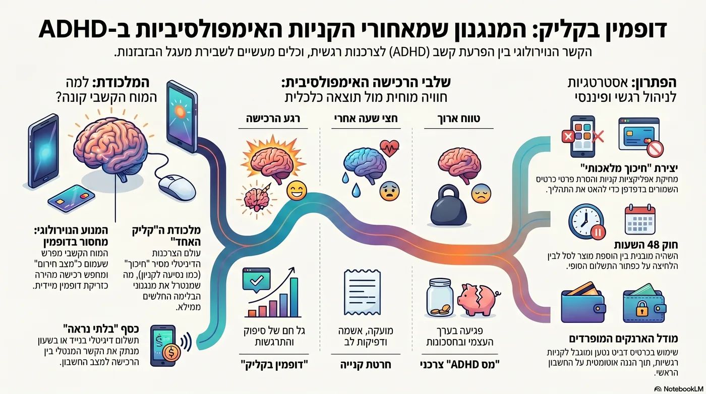 אינפוגרפיקה: מעגל הדופמין של קנייה אימפולסיבית ואיך שוברים אותו